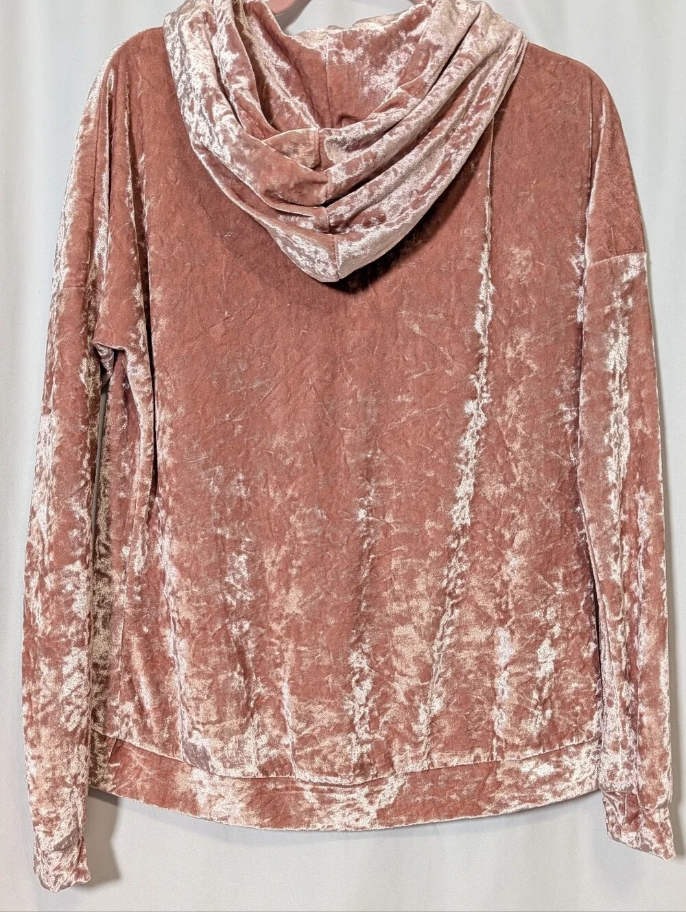 POL Dusty Rose Crushed Velvet Hoodie Jogger Set Size S